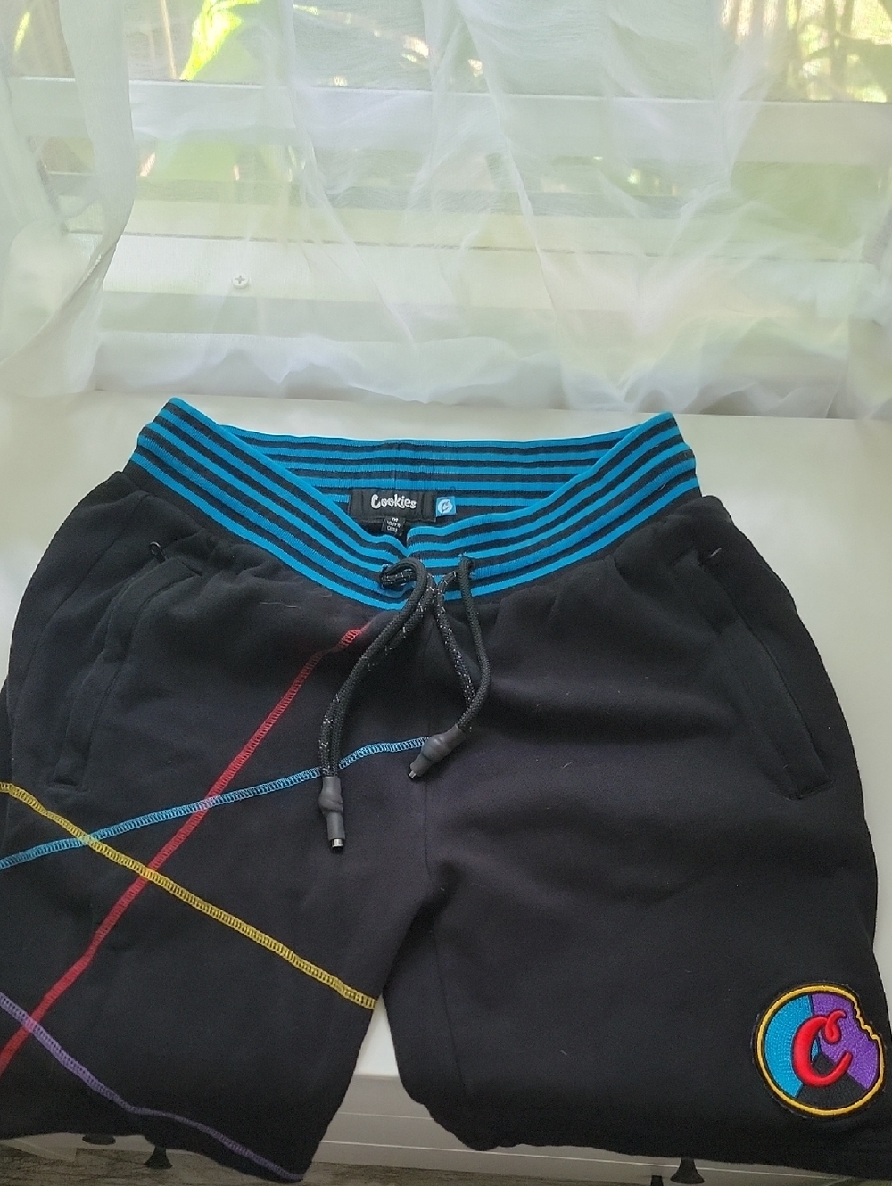 Cookie Brand Black Athletic Shorts with Blue Waistband